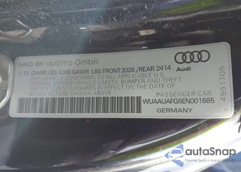 2014 Audi R8 4.2 z USA, uszkodzony, nr VIN WUAAUAFG6EN001685